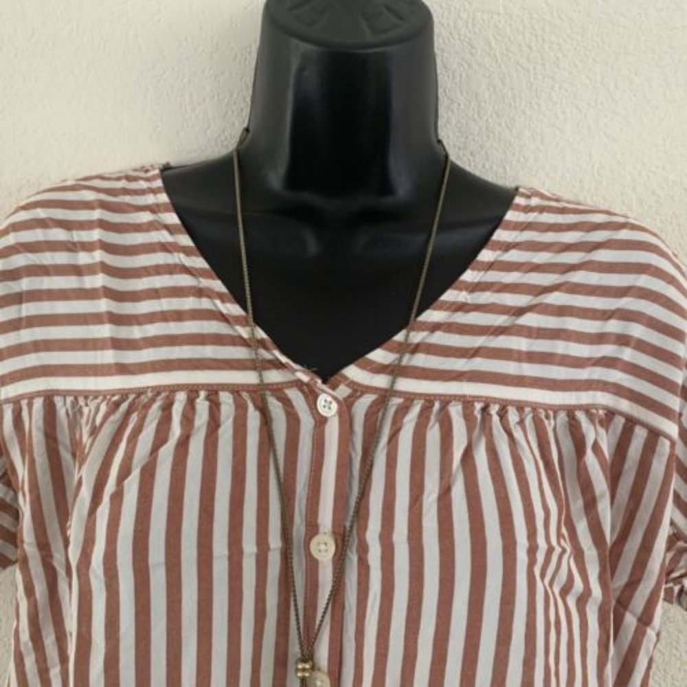 Madewell Rust & White Stripe Rhyme Button-Front C… - image 3